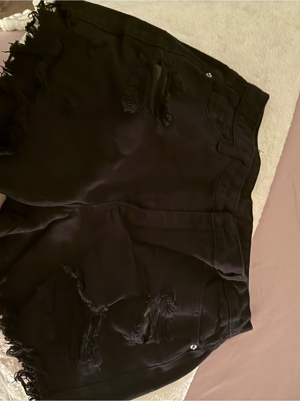 Black Distressed Women's Denim Shorts